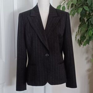 Nine West Black Pinstripe Suit Jacket Size 10